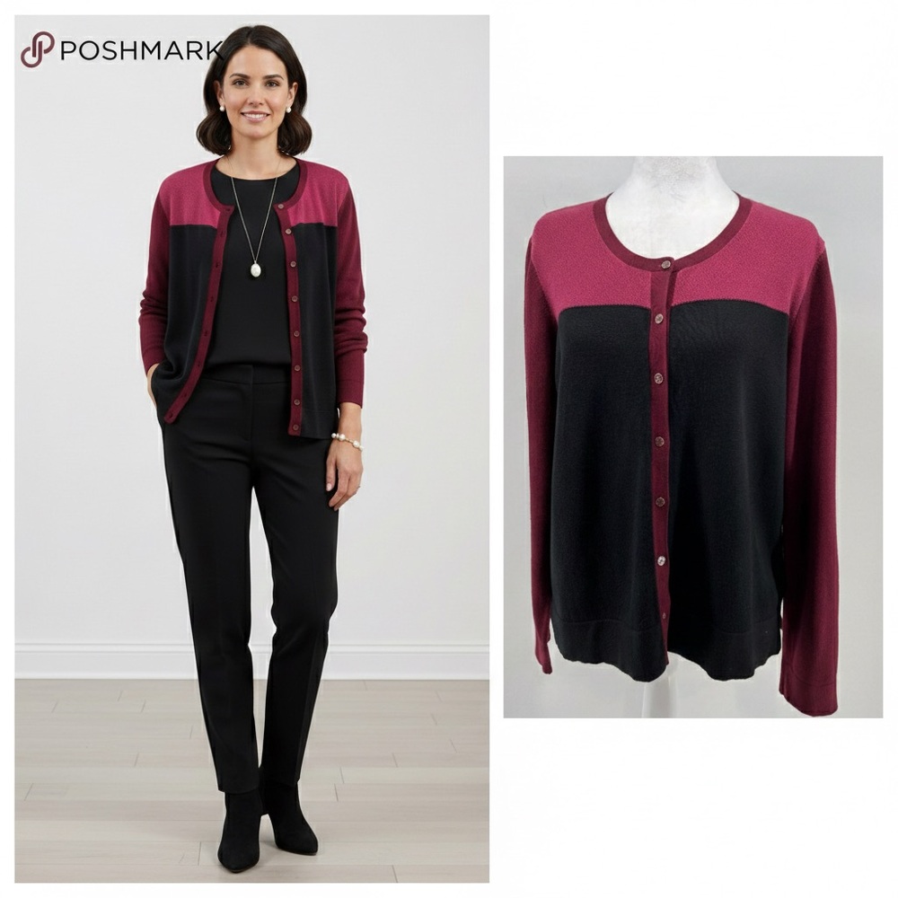 🌺-The Laura Classic Crew Neck Cardigan Size M Timeless Sophistication versatile